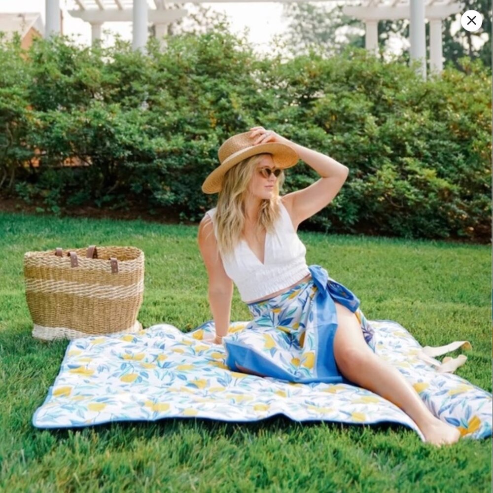 Printfresh Roll Up Picnic Beach Blanket Lemon Zest